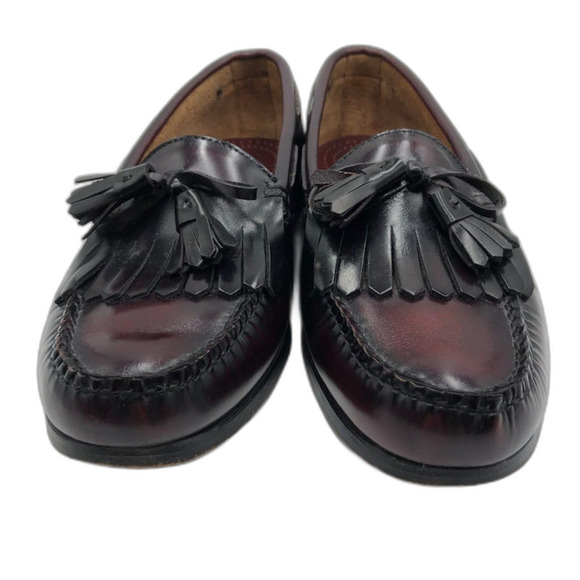 Cole Haan Mens Moccasin Tasseled Slip On Loafer 10D Dress Shoes Burgundy Leather - Picture 8 of 12